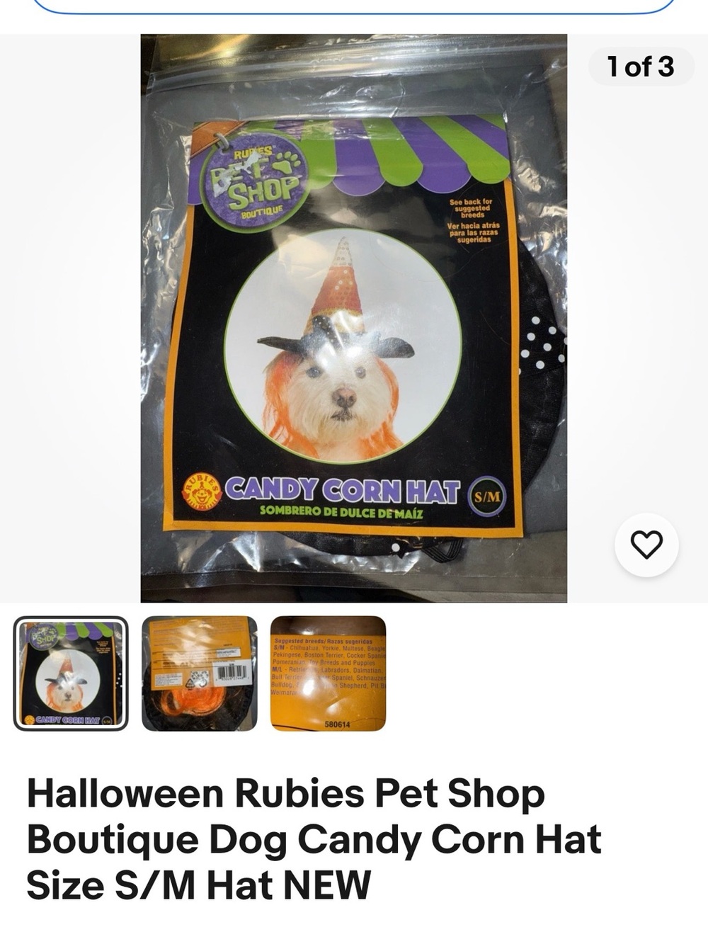 Halloween Pet Dog Rubie's Black Witch Hat with Orange Hair Accent - Party Hat